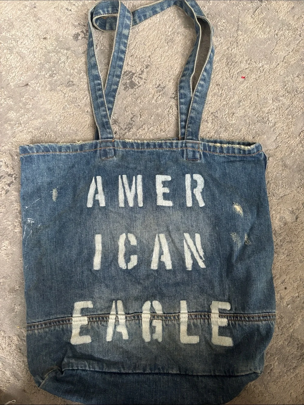 American Eagle Outfitters Distressed Denim Messenger Tote - Blue